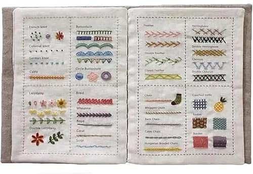 Instrucciones de bordado para entusiastas de la costura, libro de puntadas DIY con juego de herramientas, kit de libro de puntadas de bordado para principiantes y entusiastas del bordado