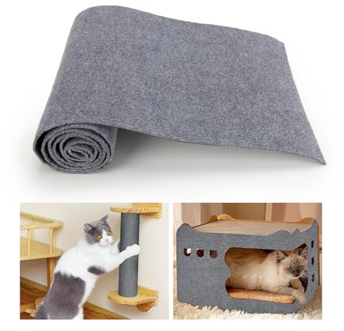 SHMSHNG Klösmatta katt 40 x 200 cm, skärbar & självhäftande klösbrädor, repskydd för möbler, soffa, golvbeläggningsväggar – halkfri, slitstark