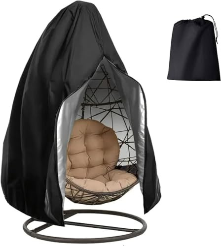 Générique Housse de Chaise Suspendue, 210D Oxford Tissu Housse de Protection Exterieur Imperméable, Couverture de œufs Chaise de Jardin avec Fermeture éclair et Cordon(115x190CM)