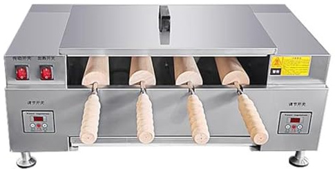 Ice Cream Cone Grill Maker,Commercial Chimney Cake Roll Oven Maker,Chimney Bread Cake Oven,3000W Chimney Toaster Machine,with 4 Rollers,DigitalDisplay