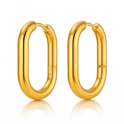 KIANJA Creolen Damen 2 cm – Edelstahl Ohrringe oval 2×1,5 cm, 316L nickelfrei & allergikerfreundlich – elegante Damen Ohrhänger, pflegeleicht & glänzend (Vergoldet)