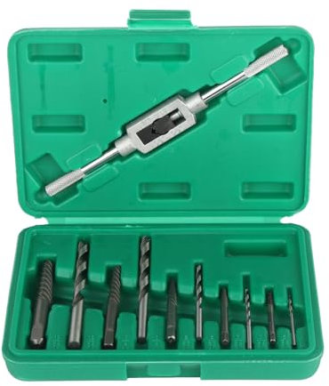 Juego de Brocas y Extractores para Tornillos Rotos, 11 Piezas Herramienta para Extraer Pernos y Sujetadores Juego de Extractores de Tornillos Dañados Llave de Macho de Roscar
