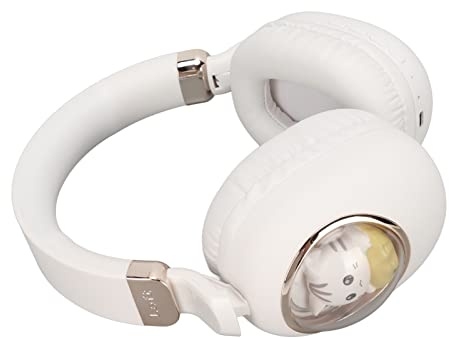 POENVFPO Schöne Drahtlose Kopfhörer mit Drahtlosen Cartoon -Kopfhörern, LED -Licht Effekt, Ideal für Musikspiele, Komfortabel mit Memory Foam (WHITE)