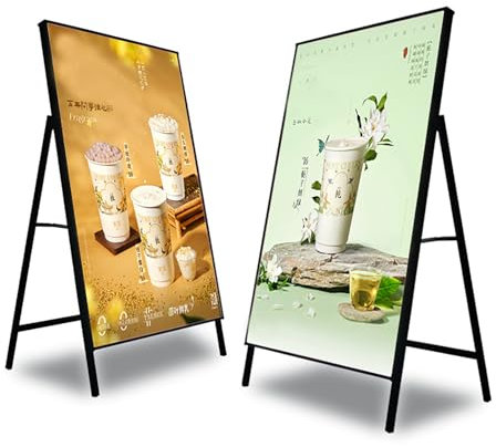 GUHPZA Von Hinten Beleuchtete Menütafel, Led-Leuchtkasten-Werbetafel, Faltbarer Ausstellungsständer, Bodenstehender Plakatständer, Einseitig Beleuchteter Led-Plakatstä，60 * 90cm