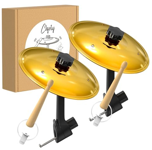 2 Pack Car Cymbal Air Vent, Mini Drum Crash Cymbal Set with Mini Drum Stick, Funny Musical Instruments Gadget for Drummer Music Lovers Gift, Compact Durable Car Accessory for Most Vehicles(Gold)