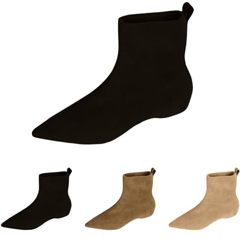 Black Boots Womens Suede Flats Pointed Toe Pull on Ankle Boots Formal Low Heel Booties Office Dress Shoes Footwear Gift UK 5