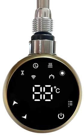 Brass Gold 300w Smart WiFi Element Thermostatic Electric | Thermostat / Timer, LED Touchscreen, For Towel Rail Radiators
