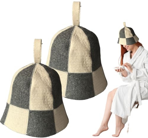 Sauna Hat for Women, 2Pcs Sauna Hat Wool Felt Cap for Men and Women, Eco-Friendly Insulating Headgear for Spa, Steam Room, Bathhouse