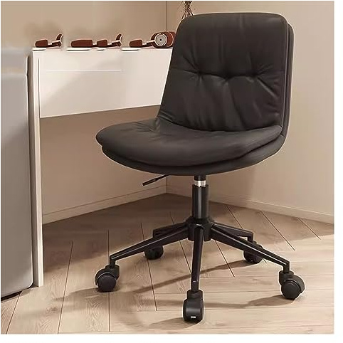 Executive Office Chair Modern Armless klädda skrivbordsstol - Faux Leatherwith Wheels Justerbar svängbar arbetsstol för hemmet vardagsrum sovrum fåfänga rum LWX