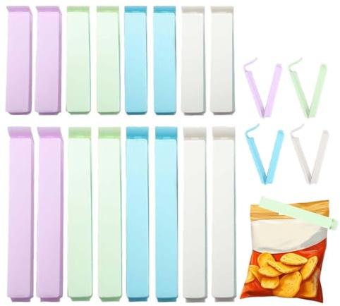 LACHT 16 Piezas De Clip De Sellado Multicolor, 6/12 Cm Pinza Cierre Bolsa De Alimentos, Clip De Cierre De Cocina Reutilizable De Plástico Para Embalaje De Cocina, Caramelos Aperitivos Y Despensa