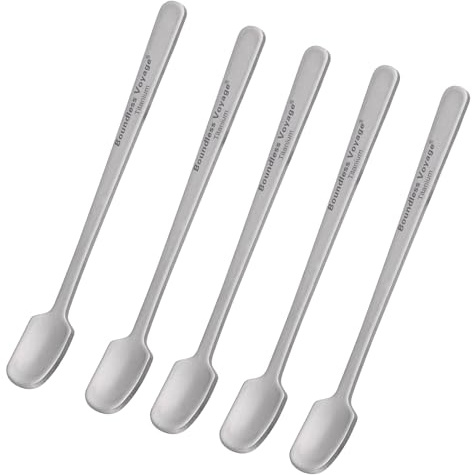 iBasingo Titan Espressolöffel Kaffeelöffel 5er Set Mini Löffel Ultraleicht rostdichte Rührerlöffel für Kaffee, Tee, Kakao, Spülmaschinengeeignet (10,5cm Titanfarbe Ti1133T)