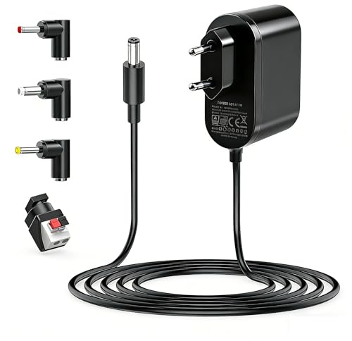 12V 2A Fuente de Alimentación, 24W Transformador AC 100-240V a DC 12V con Conector 5.5X 2.1mm 5.5x2.5mm 3.5x1.35mm 4.0x1.7mm, Enchufe LED para Enrutador Wi-Fi Cámaras CCTV Tiras LED