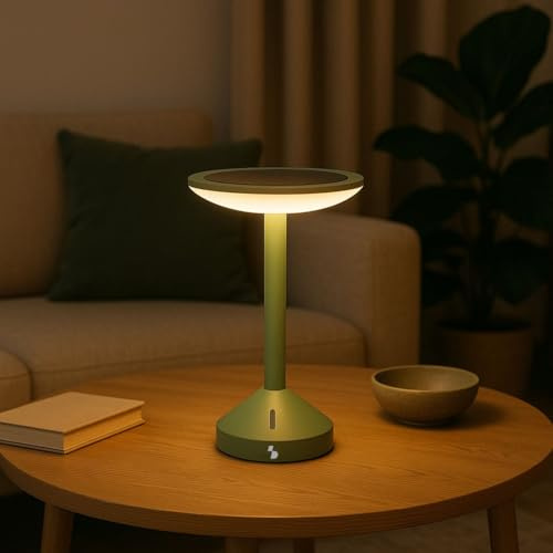 BEPER P207ILO600 HELIA Lámpara de mesa solar y recargable, lámpara LED táctil con luz cálida, fría y natural, doble fuente de alimentación solar + USB, para interior y exterior