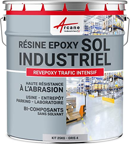ARCANE INDUSTRIES Pintura epoxi para Suelo Industrial y Parking - REVEPOXY - 55 - Gris Tele 4 - RAL 7047