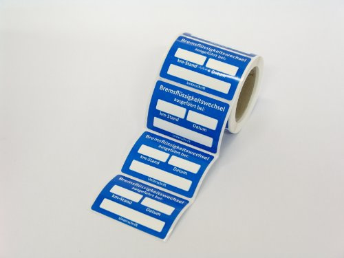 Kundendienst Aufkleber Serviceaufkleber Inspektionsaufkleber (75 Stück, Bremsflüssigkeitswechsel ausgeführt bei)