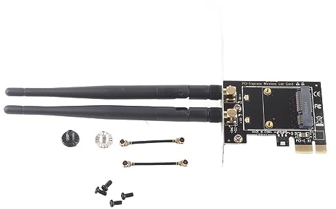 Mini PCI-E a PCI-E Adattatore con 2 Antenne - Convertitore Wireless per Slot Express 1x - Adattatore per Estensione Wireless e Conversione Mini PCI-E a Standard