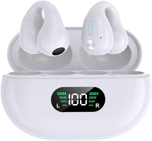 Cuffie Bluetooth,Auricolari Bluetooth 5.3 Ossea Clip Controlli Sfioramento con Mic Stereo Design dell'orecchio a Clip Cuffie Senza, Impermeabili Cuffiette Bluetooth per iOS/Samsung/Android/xiaomi