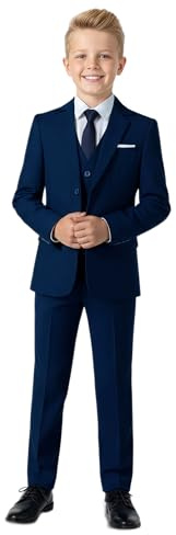 kretenier Boys Suit Slim Fit 5 Pieces Navy Kids Formal Wedding Suits for Boys Dresswear Clothes Set Size 7
