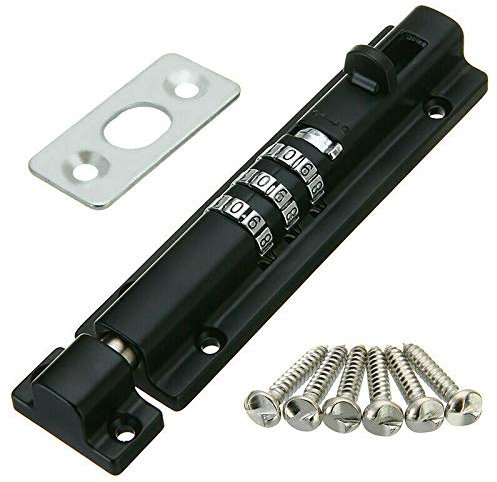 SUPERTOOL Türriegel aus Edelstahl, Zahlenschloss, 3-stellig, schwarz, 130 x 33,5 mm (1 Stück)