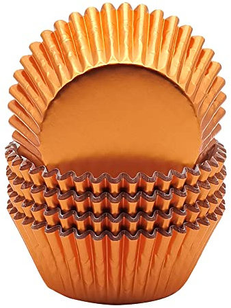 Mombake Einweg-Backförmchen aus Standard-Folien Papier, Muffin-Cupcake-Förmchen für Partys und mehr (Orange, 100 Stück)