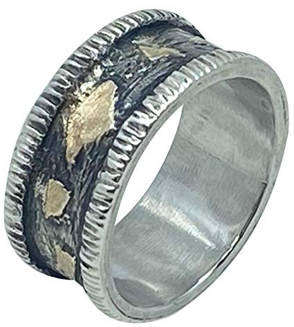 Tiljon geschwärzter Bicolor Ring Silber Gold RingSize 58 (18.5)