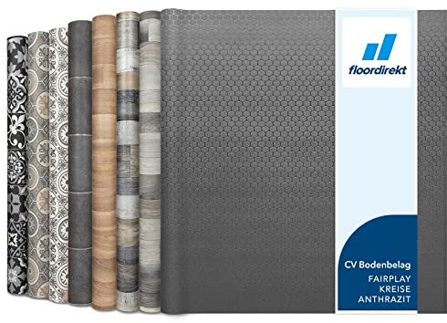 Floordirekt PVC Bodenbelag Vinylboden Linoleum Bodenbelag Meterware CV Boden Fairplay 200 x 300 cm Schwarze