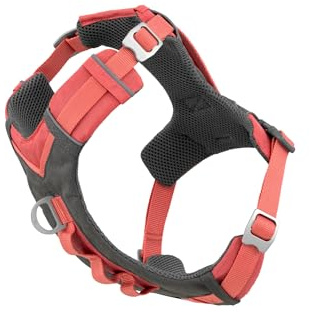 Kurgo Journey Air Dog Harness - Secure Fit for Active Dogs - Padded Chest - Lightweight Ripstop Fabric - Breathable Mesh - Reflective Trim - Back Assist Handle - Coral - Large