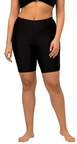 Ulla Popken Damen große Größen Übergrößen Plus Size Schwimmradler, schnelltrocknend schwarz 64 698609100-64