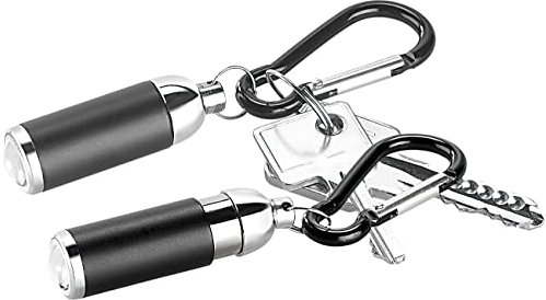 PEARL Schlüssellampe: 2er-Set fokussierbare Mini-Taschenlampen mit Schlüsselanhänger (Mini Lampe, LED Mini Taschenlampe, Schlüssellicht)