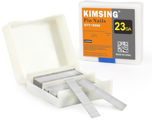 KIMSING P612SS Clavos de acero inoxidable, calibre 23 9.000 piezas/caja, clavos sin cabeza de 12 mm de longitud para clavadoras neumáticas | Puntas micro inox 0,63x12mm, compatibles P625C & P630C, para puertas, armarios, muebles, madera