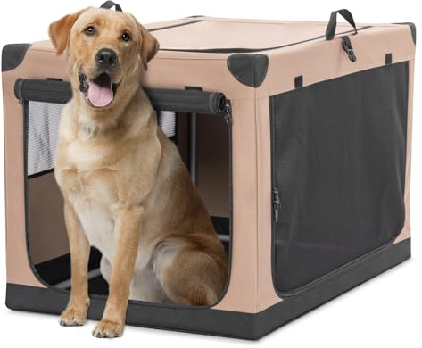 Petsfit Hundebox faltbar, Hundebox für zuhause Verstellbarer Stoffbezug mit Spiraleisenrohr, Hundetransportbox Auto Stoff für große mittlere kleine Hunde,Leicht zu Verstauen