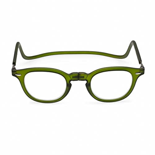 Contacta, Lock, Occhiali da Lettura per Uomo e Donna, Occhiali con Calamita, Collarino Rigido e Aste Regolabili, Colore Verde, Diottrie +2,50, Confezione con Sacchetto Portaocchiali, 33g
