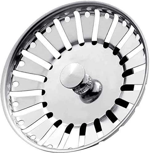 Stainless Steel Kitchen Sink Plug Strainer Double Polished Quality Replacement Drain Stopper Wash Basin Food/Hair Catcher -UK Sinks Mesh Basket Filter - Rust Free- Hole Diameter 84mm