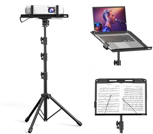 KDD Projector Stand - Music Stand Tripod with Adjustable Height from 59 to 160 cm- DJ Racks Holder Mount with 360° Rotation - Laptop Floor Holder for Office, Home, Stage, Studio