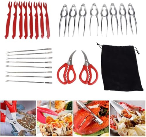 27-Piece Stainless Steel Seafood Tools Set, Crab Leg Crackers and Picks, Lobster Shell Crackers, Shellfish Utensils