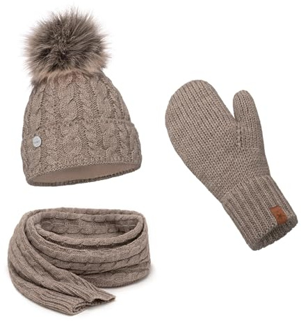 ELIMELI® Damen Winter Mütze warme Strickmütze Wintermütze mit Bommel Slouch Strick Beanie Damen für Winter Bommelmütze Hergestellt in EU Farbenauswahl 15568