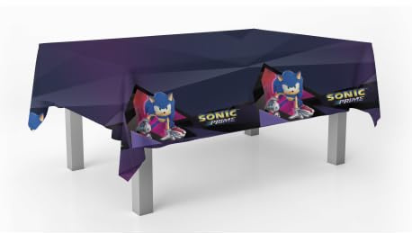 BeenSmile, Sonic Prime Tischdecke, Dekoration für Geburtstag, Kinderparty, Feiern und Geburtstag, 1 Stück, 120 x 180 cm,