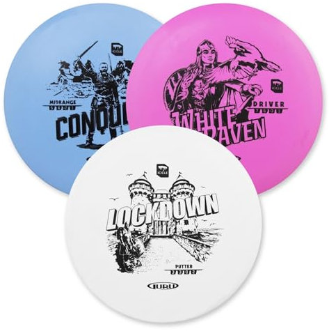 Guru Disc Golf Starter Set, 3 Frisbee-Scheiben für Jede Entfernung, Funsport im Freien für Kinder und Erwachsene – Driver, Midrange, Putter