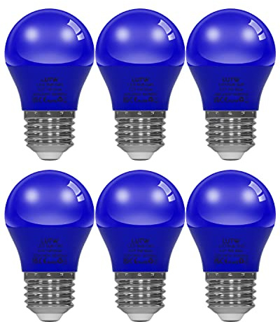 LUTW Blau Bunte Glühbirne E27 LED, 5W 450LM Leuchtmittel E27 G45, 6 Stück | LED Lampe E27 Farbige ersetzt 40W Glühlampe, für Hochzeit Halloween Weihnachten Party Bar