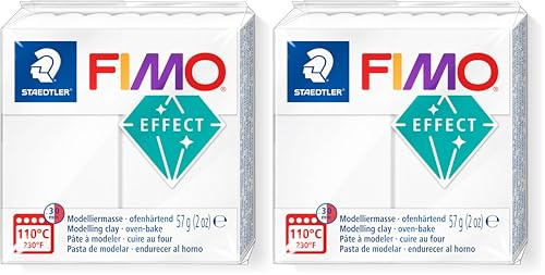 STAEDTLER 8010-014 FIMO Effect ofenhärtende Polymer-Modelliermasse, transluzent weiß (1 x 57g Block) (Packung mit 2)