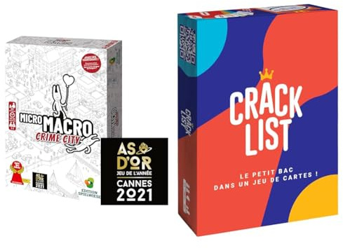 MICRO MACRO : Crime City - Jeu de société d'enquêtes - Pour toute la famille 10 ans et plus & CRACK LIST - Jeu du Petit bac de cartes - Entre amis et en famille 10 ans+