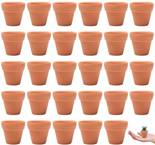 Pilikoll 30 Pezzi Mini Vaso Terracotta con Foro di Scarico Vasetti Terracotta Piccoli 3.5x3 cm Terracotta Vasi per Piccola Pianta Vaso Terracotta in Argilla Rosso per Piante Aromatiche, Fiori, Semi