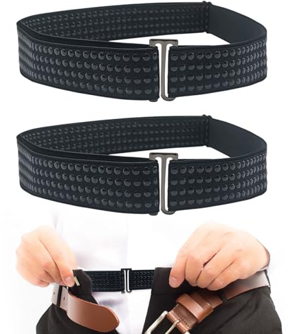 FUIPVGI 2 Piezas Soporte Estancia Camisa Hombre, Cinturón para Camisa, Shirt Stay Ajustables para Hombres y Mujeres, Tirantes para Camisa, Correas para Camisas para el Trabajo y el Diario (Negro)