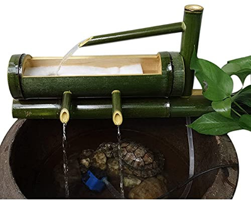YYUINU Outdoor Bambus Wasserbrunnen Dekoration, Mit Pumpe, Fischtank Wasserkreislauf, Innen- / Außenzlen Garten, Dekoration, Landschaftsgestaltung Brunnenschmuck, Japanische Garten Wasserdekor,100CM