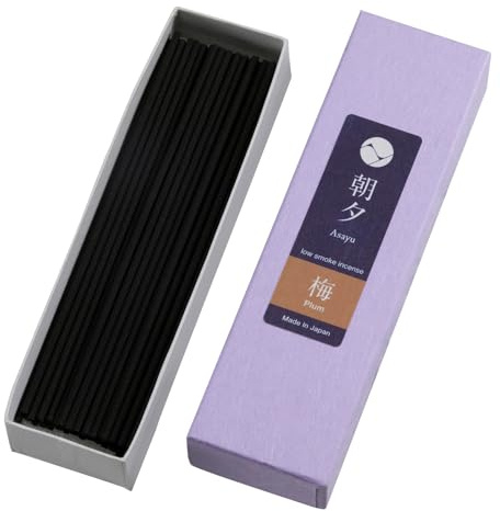 Asayu Japan Räucherstäbchen - Pflaumenblüten Duft, ca. 40 Stück (20g), 13.5cm Länge, Wenig Rauch, Made in Japan - Für Yoga, Zen Meditation & Entspannung