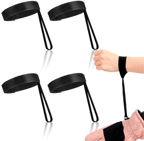 SGQTZDZQ Lot de 4 laisses de gants de ski, sangles de poignet de ski anti-perte, laisse réglable pour sports de plein air – Rangement sûr des gants