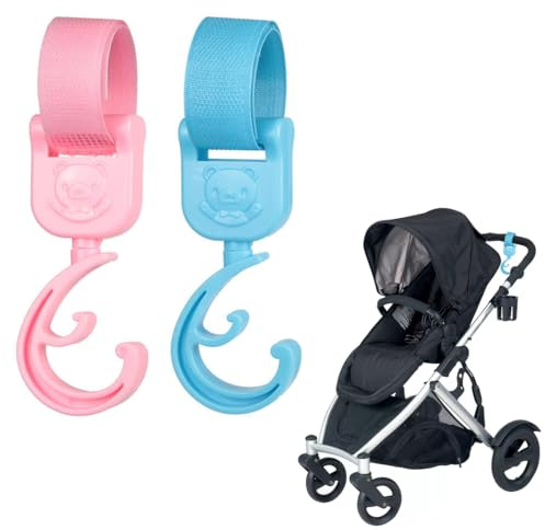 MEXRUMI Kinderwagen Haken，2 Pack Haken Kinderwagen Für Wickeltasche, Handtaschen, Hängesäcke, Rucksäcke, Geldbörsen. Kinderwagen Zubehör, Universelle Passform