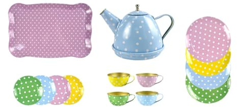 Luwecf Service à Thé pour Enfants, Jouet de Jeu de Rôle pour Les Réunions de L'après-midi avec Théière et Tasses, Bleu