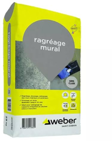 Weber - Ragréage mural intérieur/extérieur 25 kg - Mortier épais pour travaux rattrapage/dressage/surfaçage