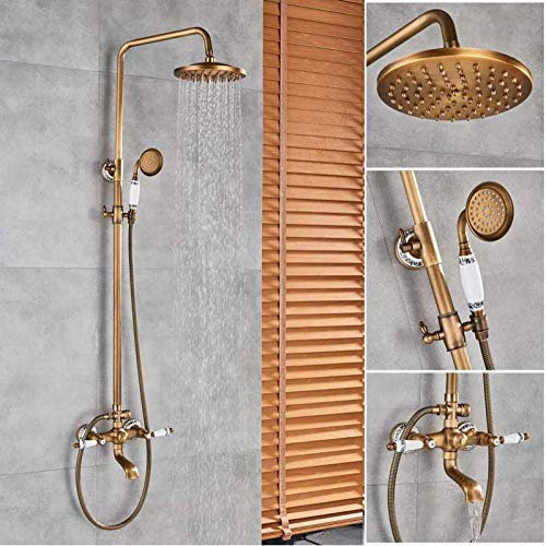 Luxuriöses Duscharmatur-Set Mit Zwei Griffen, 8 Regenfall-Badezimmermischer Mit Handbrause, Wandmontage, Badewannen-Duschsäule/Antique Shower Set